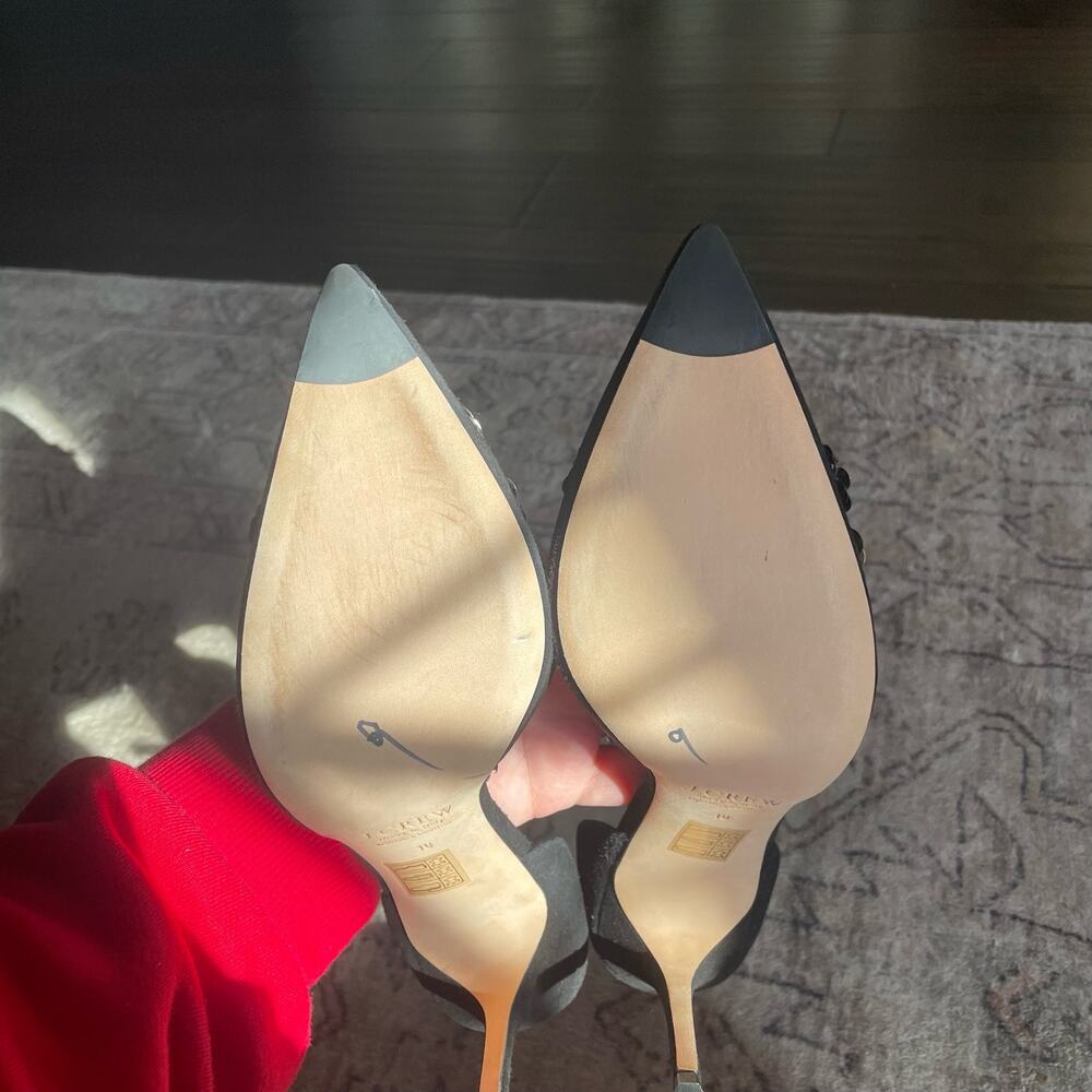 J. Crew Collection SZ 10 Elsie Floral Sequin D'Orsay Pumps Black Suede Heels EUC - Picture 9 of 10